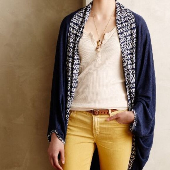 Saturday Sunday Anthropologie Linen Shrug Cardigan Aztec Coastal Oversized-M/L - Picture 14 of 14